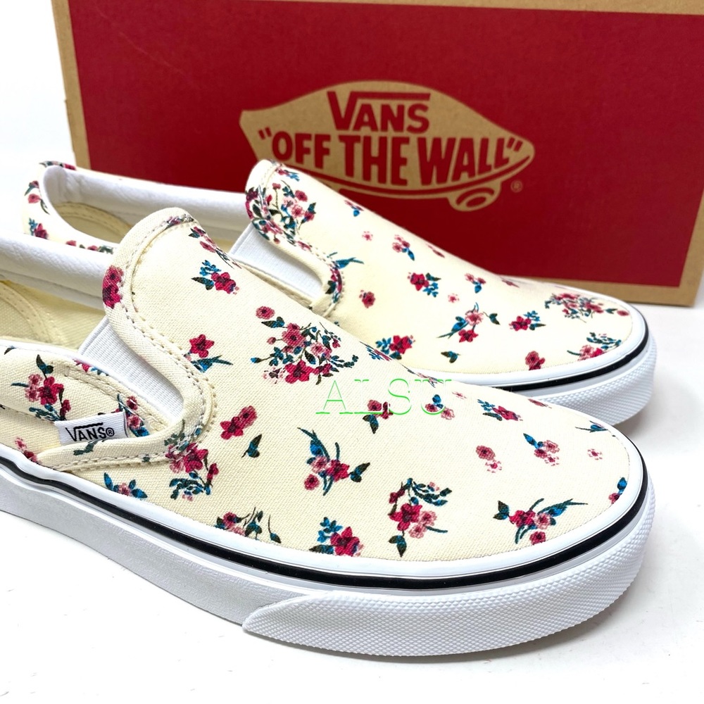 VANS Classic Slip On Ditsy Floral White Canvas Men’s Sneakers Size VN0A4U3816Z - Picture 8 of 9